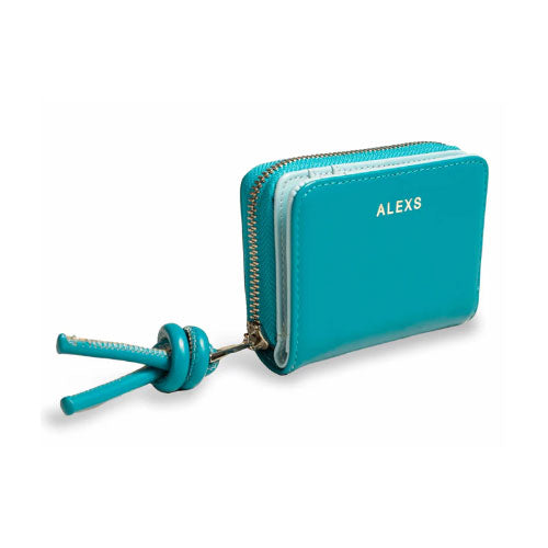 Cartera Piel Azul/Azul claro Tirador nudo