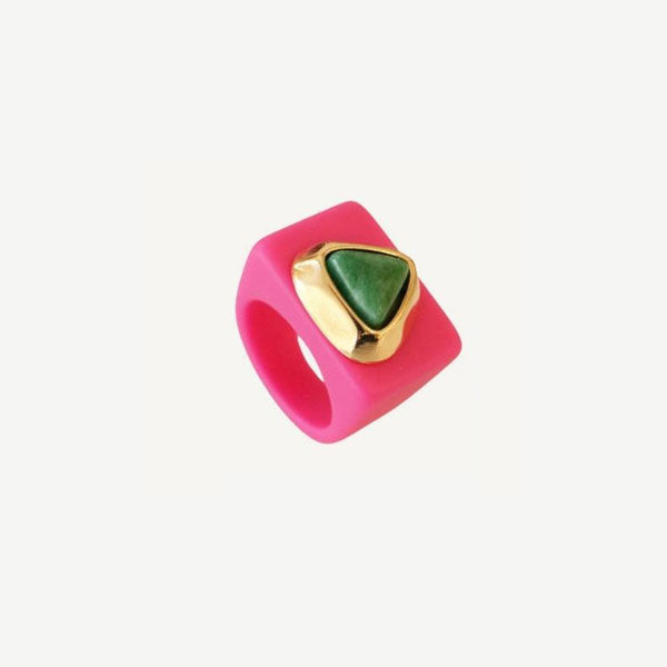 ANILLO FLAMENCO: FUCSIA + AMAZONITA VERDE
