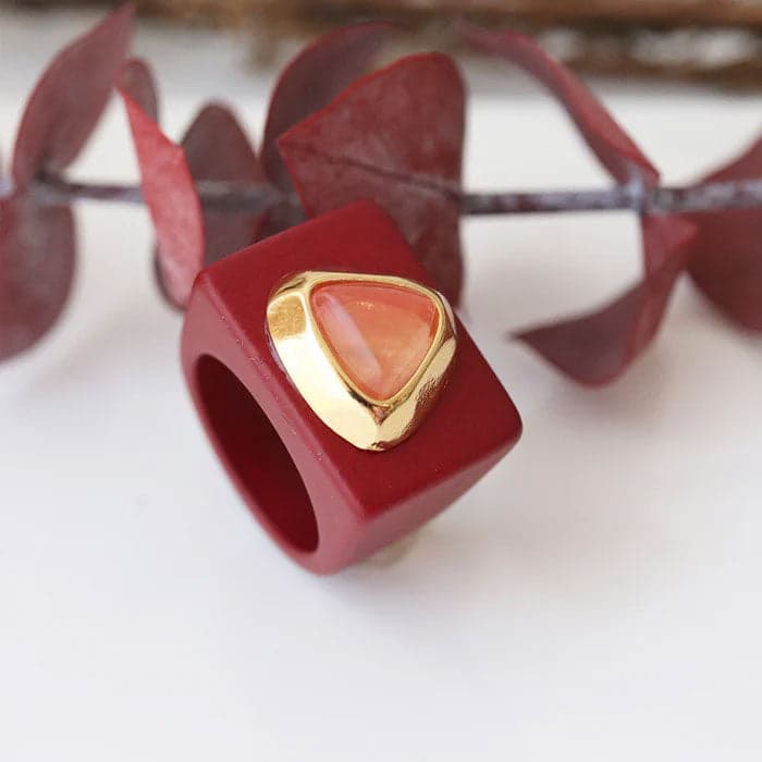 Anillo color granate con oro y piedra natural - SOUL