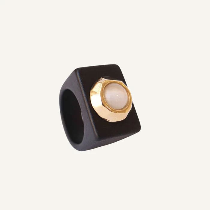 Anillo negro con piedra ojo de gato - Black II