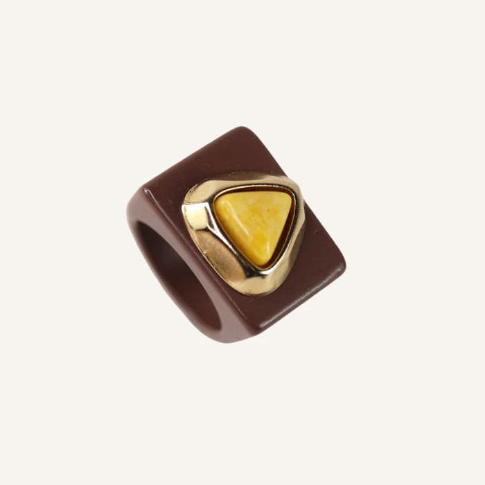 Anillos color marrón con piedra - Kenya