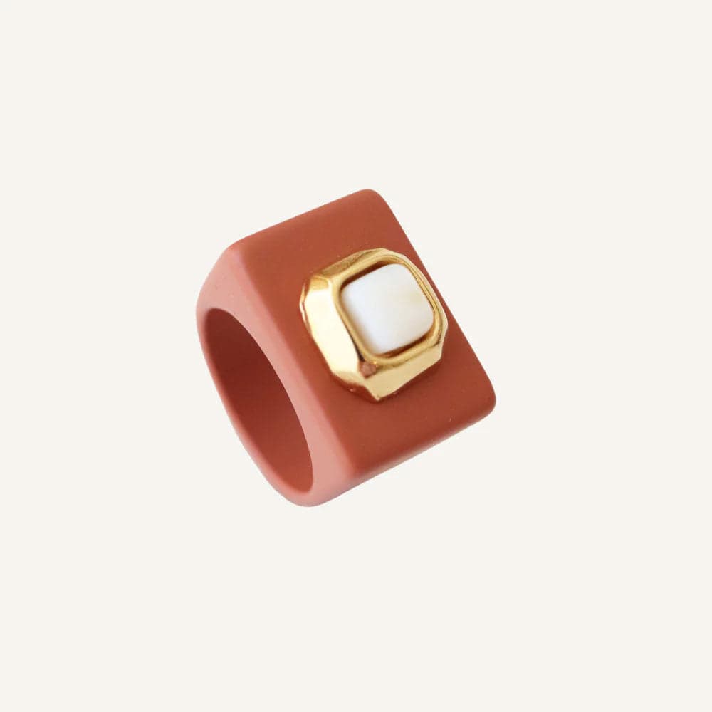 Anillos mujer grande color teja con Madreperla - INDIA