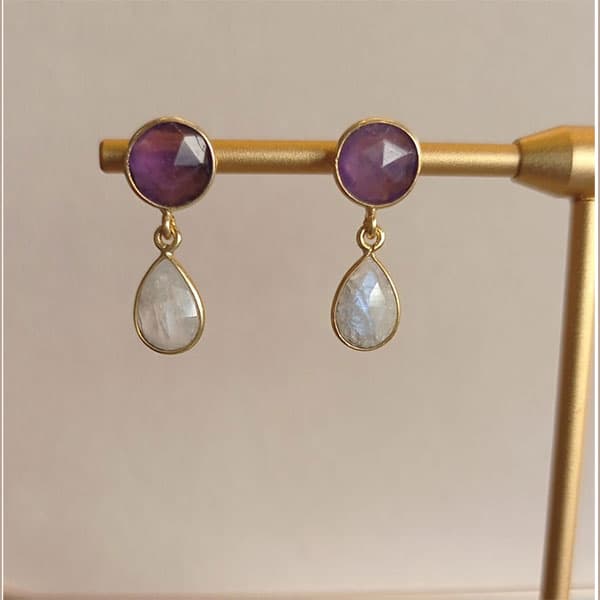 PENDIENTE AMATISTA Y PIEDRA LUNA