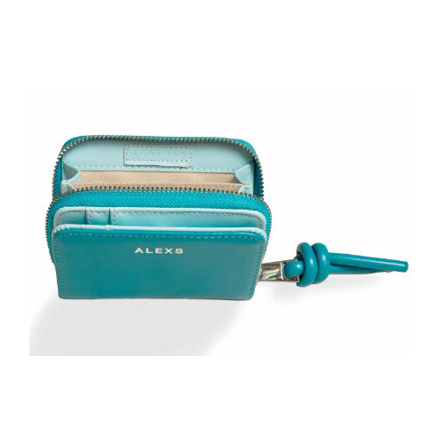 Cartera Piel Azul/Azul claro Tirador nudo