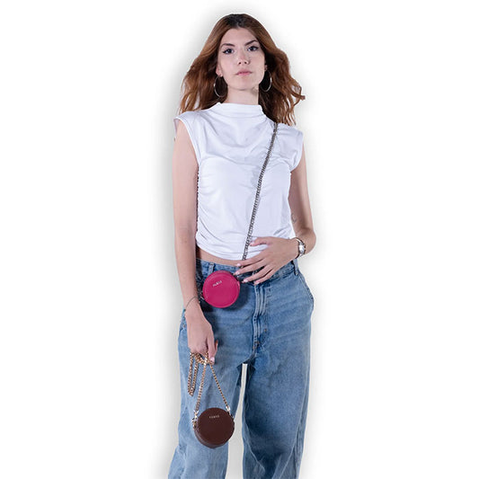 Bolso MINIPOUCH Piel chocolate con cadena